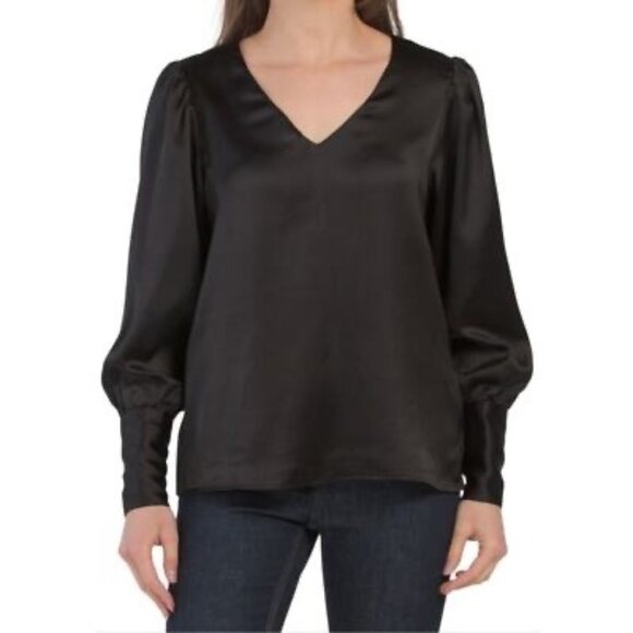 NWT Rachel Zoe Los Angeles Satin V Neck Blouse - Picture 1 of 9
